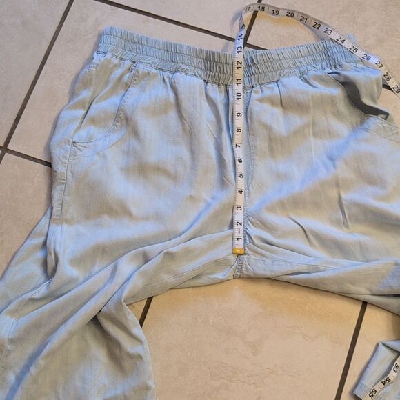 Side Stitch Los Angeles Smocked-Waist Wide-Leg Riviera Wash Light Blue size L - Picture 8 of 12